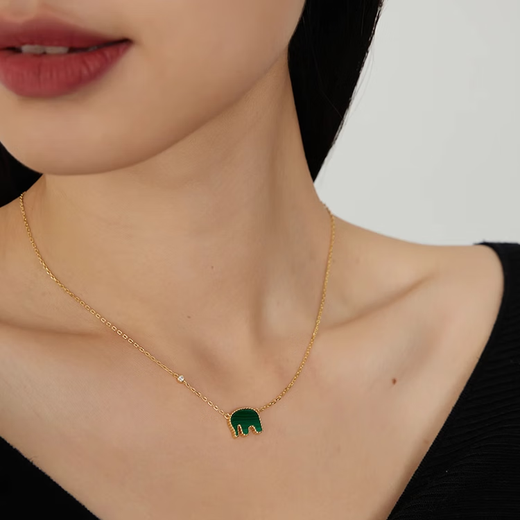 Mu Qian ONONESOWN baby elephant necklace 925 silver plated 18k gold red agate pendant New Year girlfriend gift gold/red agate