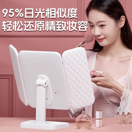 Mu Anning Mirror Makeup Mirror with Light Desktop LED Folding Makeup Mirror Chinese Valentine's Day Birthday Gift for Girl