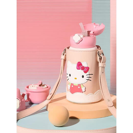 杯具熊（BEDDYBEAR）儿童保温杯水杯杯具熊HelloKitty保温杯高颜值直饮吸管小学生上学 豌豆kt6630ml《三盖》贈杯刷+吸