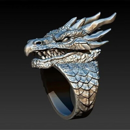KZD Old Phoenix 999 sterling silver pure silver retro domineering and fierce men's dragon ring personalized creative silver magic dragon ring magic dragon head ring same style single pack same style