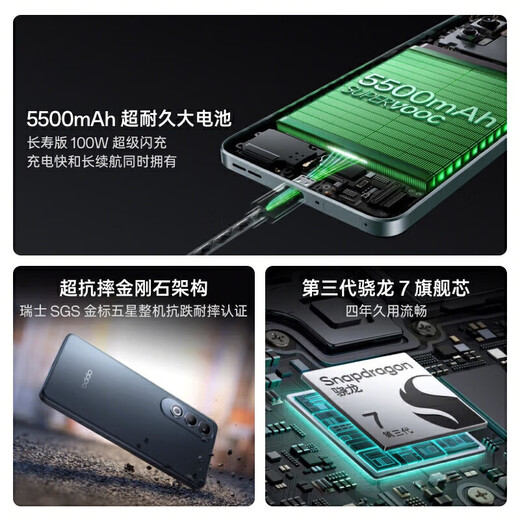OPPO K12 5G Nouveau téléphone mobile Oppo 100W Flash Charge 5500mAh Super Long Battery Life de batterie Troisième génération Snapdragon 7 Écran droit de noyau phare Nouveau jeu photo AI Téléphone mobile K12X Ningguang Green 丨 K12X (Snapdragon 695) 12 Go + 256 Go