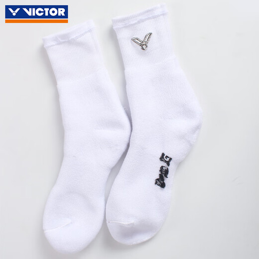 VICTOR Victory Chaussettes de badminton Chaussettes de sport épaisses pour femmes avec bas de serviette absorbant la transpiration, respirantes, antidérapantes et résistantes à l'usure SK290 SK290-A Blanc Taille unique
