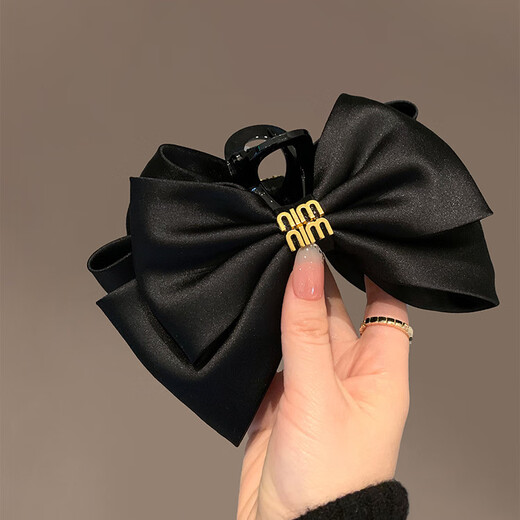 Tang Funi Big Bow Hair Clip High-end Satin Exquisite Hair Shark Clip Elegant Hair Clip on the Back of the Head Hair Accessory Letter Satin Bow Clip