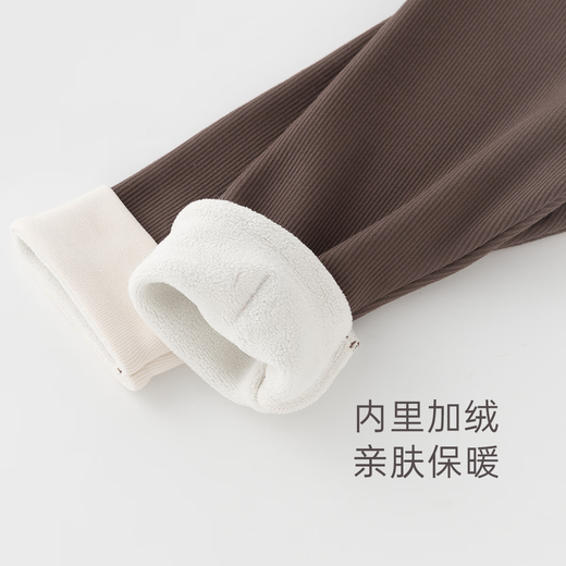 乖奇熊【夹棉外套衣服裤子三件套】女童洋气套装春秋季女宝宝甜美外出服 浅杏卡其深咖 100