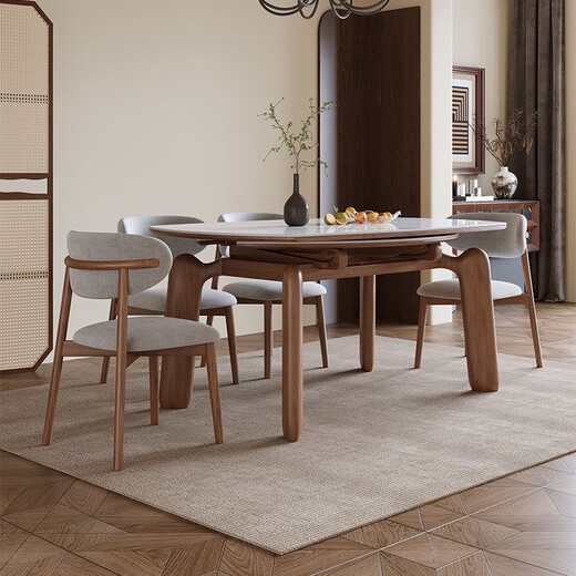 
Clofu solid wood rock table dining table elephant legs square and radius dual-purpose dining table and chair combination 9906#1.2m single table