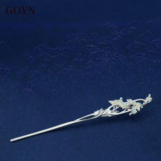 GOYN Osmanthus burnt blue sterling silver hairpin one-word hairpin high-value women's ethnic style hairpin national style ins style hair accessories Osmanthus burnt blue hairpin