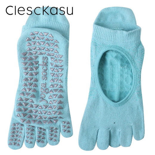 ClescKasu autumn yoga socks five-toed anti-slip socks sports socks Pilates socks five-toed socks women's fingered socks cotton pink one size 35-40
