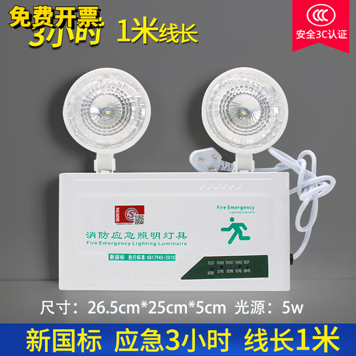 Blue Color and Fire Emergency Light New National Standard LED Safety Exit Signs Two-in-One Indicator Light Evacuation Emergency Light New National Standard (Duestic Emergency 180 Minutes) 1 meter