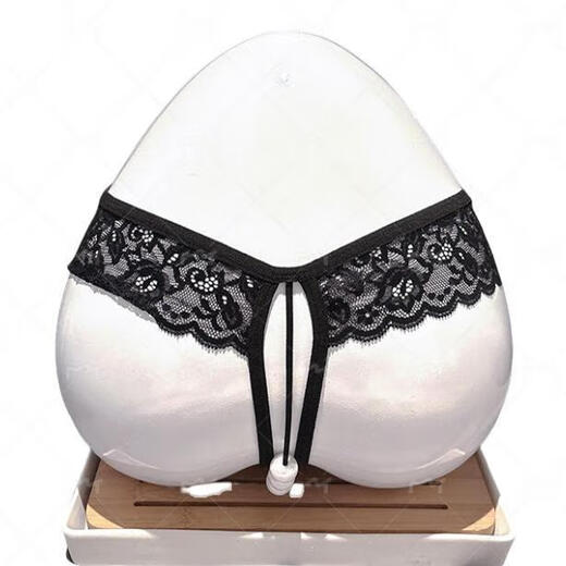 Couple's Underwear Room Fun Large Size Hollow Thong Men's and Women's Open Crotch Hole Pants Couple Suit Women's Hanging Neck Open Pearl Underwear + Men's One Size Recommended Weight 80-130Jin Jin is equal to 0.5 kg