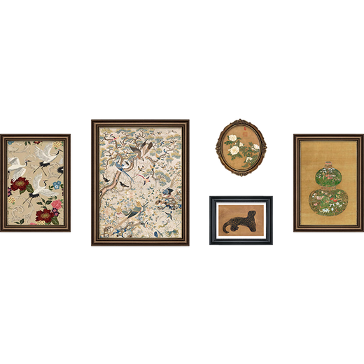 Good wood French mid-century style hanging painting living room American sofa background wall decoration painting niche art combination painting retro oil painting A-retro combination painting 40*6060*8035*3945*3540*60 retro brown + St. John's black + oval-texture painting