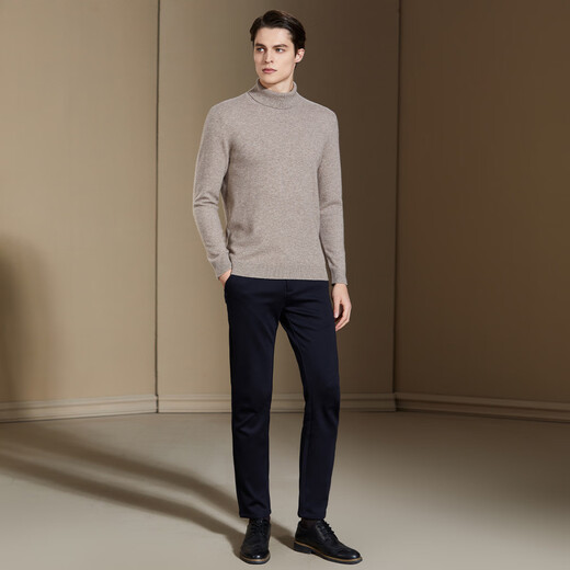 Antonio soft waxy thickened soft Australian wool classic turtleneck sweater for men autumn and winter warm solid color sweater camel L 50 (175/92A)