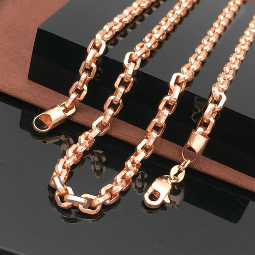 Fat Donglai's same rose gold necklace men's Russian 585 purple gold plated 14K Italian thick men's and women's tank necklace (with 60CM rose gold chain)