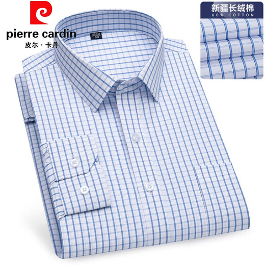 Pier Cardin Dad Dad Langarmed Hemd mittleren und älteren Xinjiang-Baumwollhemd-Hemd mit mittleren Alters im mittleren Alter, das das Hemd mit gerader Styling-Bottoms-Bottom-Style-Hemd 6623 38 ist