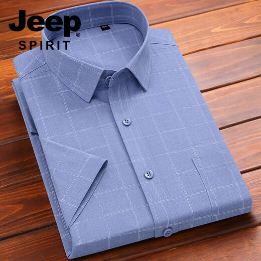 Jeep Spirit Bambus Faserhemd Männer kurzärmelig sommerdünnstil freieisern im mittleren Alter und älteren Vatern gestreiftes Eisseide-Hemd Sommer D815-12 mit Tasche M 3890-115jin [Jin gleich 0,5 kg]