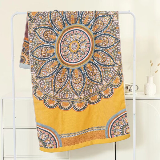 80*160 cm gauze bath towel, pure cotton, thickened and enlarged, beach sports wrap, travel nap blanket, colorful flowers 80*160