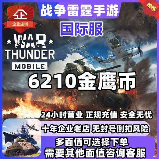 War Thunder Mobile Game War Thunder Mobile Server International Server Golden Eagle Coin Key Advanced Compte Recharge Recharge Battle Pass 6210 Golden Eagle Coin (12420 est la première charge)