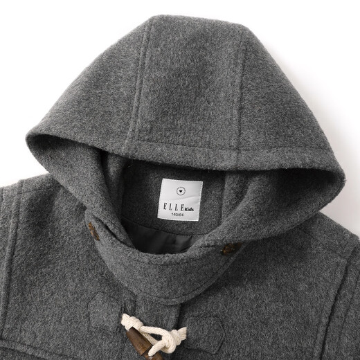 ELLE KIDS children's clothing 50% woolen coat girls autumn and winter new French college mid-length warm coat gray 150