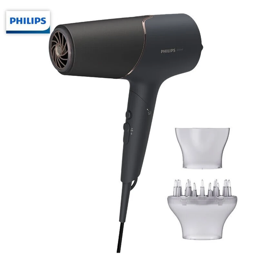 Philips hair dryer household high power mineral zinc ion hair care constant temperature quick dry hair salon professional grade negative ion hair dryer black BHD538/25
