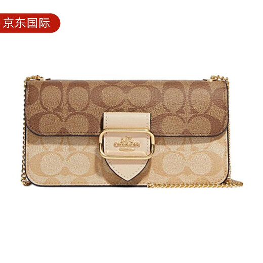 COACH Morgan 20 Classic Presbyopia Buckle Closure Canvas and Leather Shoulder Crossbody Bag Small Women's Brown Yellow Counter Gift Box