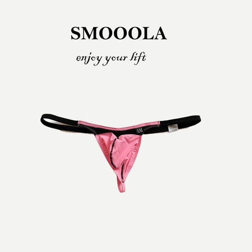 SMOOOLA men's low-waisted candy-colored thong sexy translucent thin T-pants underwear black M2 feet-2 feet 2
