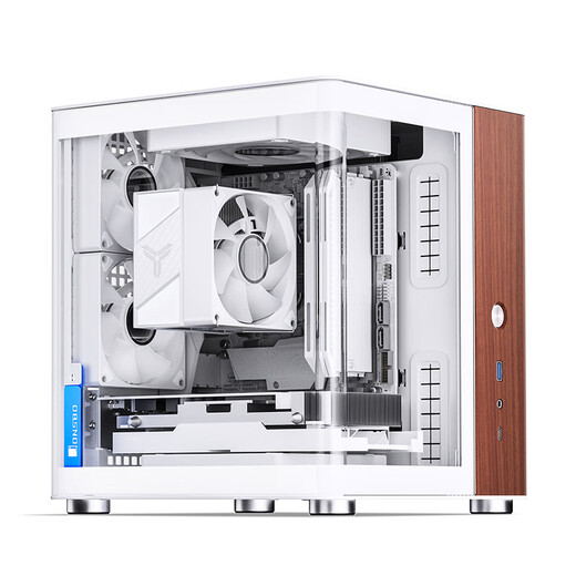 JONSBO TK-0 white hyperboloid sea view room ITX chassis (aluminum alloy shell/SFX power supply position/walnut wood veneer/division structure/vertical and horizontal placement/Type-c)