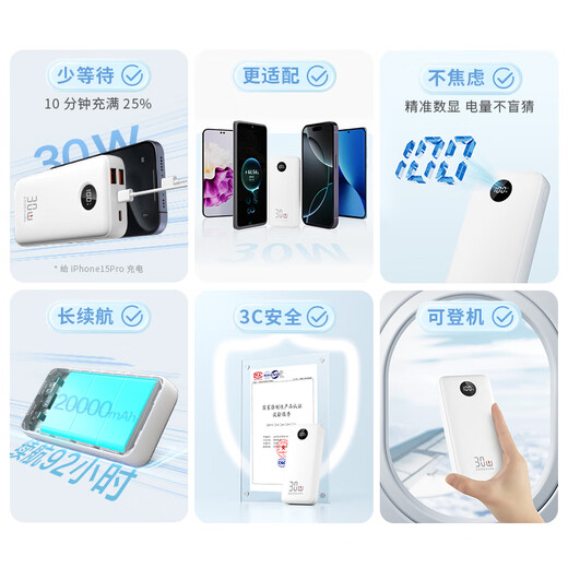Made in Tokyo, 30W two-way fast charging 20000 millimeter 3C certified OCC aircraft-friendly mobile power supply with large capacity suitable for outdoor use Apple 17 Xiaomi 17 Huawei Honor
