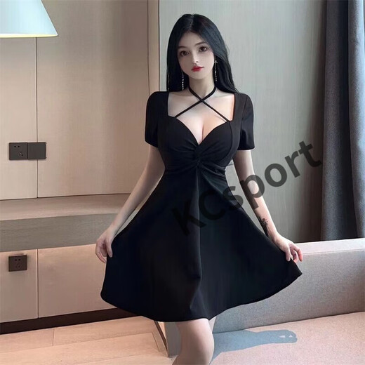 Miehone NightClub Women's Clothing 2024 Nuevo 300 Jin [Jin equivale a 0.5 kg] Fat MM Vestido sexy de cuello en V sexy para mujeres en verano New Pure Desire XL sugiere 120-150 Jin [Jin equivale a 0.5 kg]