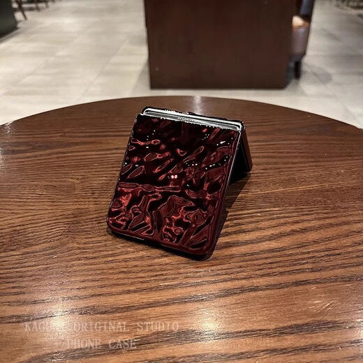 Electroplating burgundy wrinkled Huawei pocket 2 mobile phone case pocketS folding anti-fall bracelet p50 protective case wine red fold [single shell] Huawei p50pocket