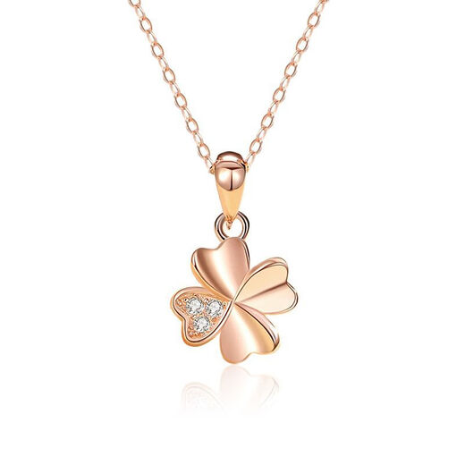 The most decorated Pt950 platinum necklace for women, glossy silver four-leaf clover pendant, K gold plain silver clavicle chain, birthday gift for women, diamond-encrusted platinum version (single pendant does not include chain) S999