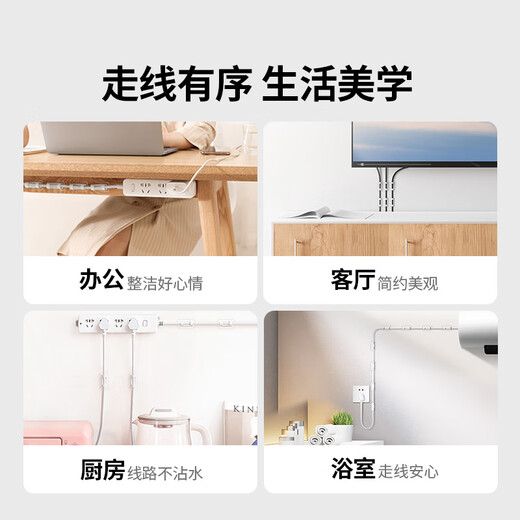 Green Alliance Cable Organizer, Wire Fixer, Wire Routing Artifact, Nail-free Wall Sticker, Traceless Power Cord Storage and Organizing Cable Clip, Network Cable Enlarged Backplate Buckle, Self-Adhesive Artifact, 4 Pack