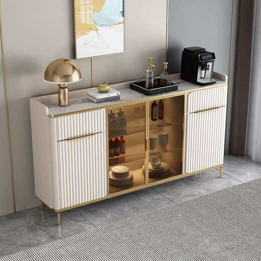 Mikeyou (Mikeyou) rock slab sideboard integrated narrow modern simple household tea cabinet wine cabinet storage cabinet wall cabinet living room sideboard Xingfubai 80*40*95 rock slab desktop Master installs on doorstep