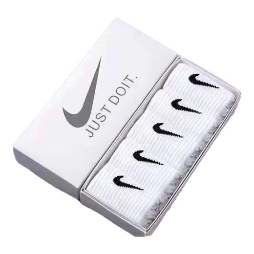 AIR JOBABY sports socks, towel bottom pure cotton, spring and summer breathable mid-calf shark pants, basketball socks, hook socks for men and women. Gift box, white, 5 pairs, one size fits all, mid-calf, size 35-45