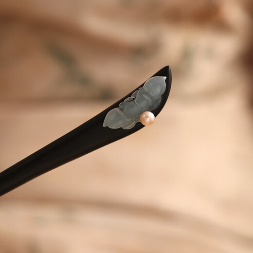 Su Shiliu 2025 new ebony wood Xiu jade hairpin daily Hanfu hair accessories cheongsam accessories hairpin simple wooden hairpin ebony-simple Xiuyu pearl hairpin