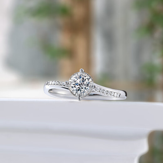 Saturday Fu Proposal Diamond Ring 18K Gold Diamond Ring W0210431 Birthday Gift 20 Points I-J/SI Main Diamond No. 12