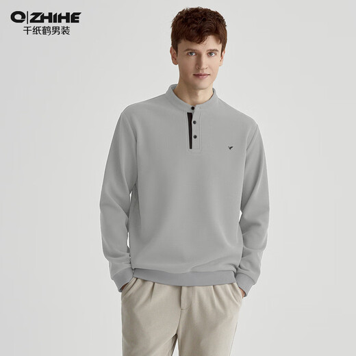 Qianzhihe Men's Henry Collar Waffle Sweater 2024 New Autumn Business Casual Top Pullover Bottoming Shirt for Men Spring and Autumn 19C Dark Blue M