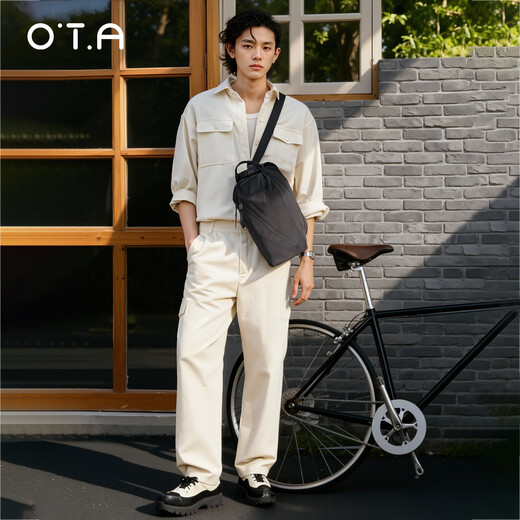 OTA crossbody bag for women new daily commuter shoulder bag large capacity waterproof lightweight business trip clutch bag for men bamboo charcoal black