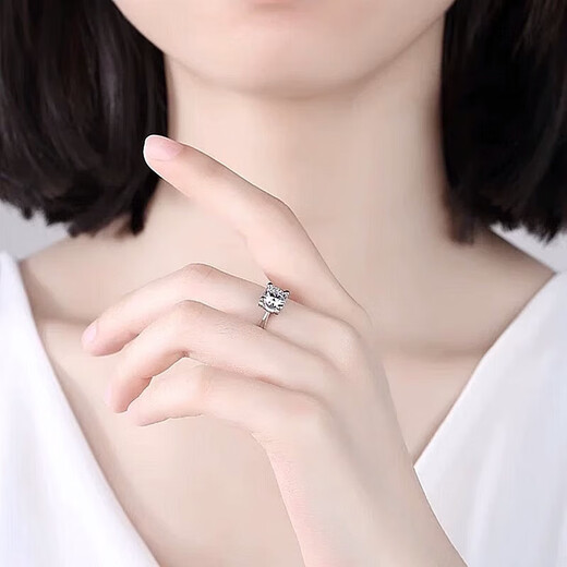 I Do platinum PT950 diamond ring 1 carat classic bull head cultivated diamond proposal engagement diamond ring gift for girlfriend classic bull head 1 carat diamond size 16