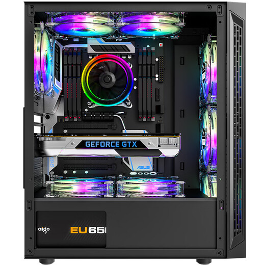 爱国者A15电脑机箱台式机MATX/ATX大机箱240水冷风冷台式主机箱 黑色（铁板非侧透）+风扇*6