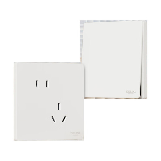 Delixi switch socket matte matte matte wall panel 86 type concealed one-open five-hole household 16A three-hole 825 Hanyubai oblique five-hole panel