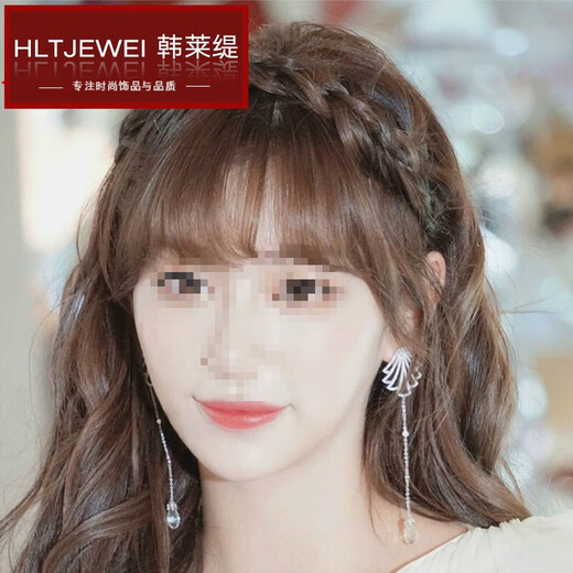 HANLAITI covers gray hair, upgraded and widened hairpins, twisted hair hoops, fishbone braid wigs for women, braids with teeth, anti-slip, and increased skull top, five-strand braided hair hoops - dark brown B03-302