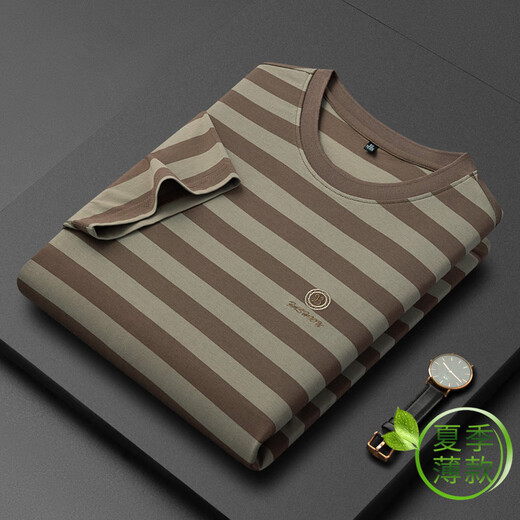 MASTER POLO Paul T-shirt official brand luxury short-sleeved polo shirt men's summer middle-aged lapel loose large size business casual Apricot gray 6195 L