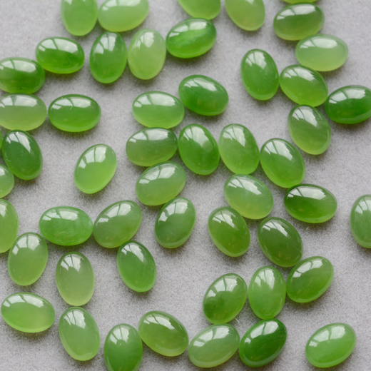 Chishe Hetian jade jasper egg ring face plain jewelry loose stone inlay for Russian origin elliptical curved surface 5*7mm/approximately 0.8-1.0 carat