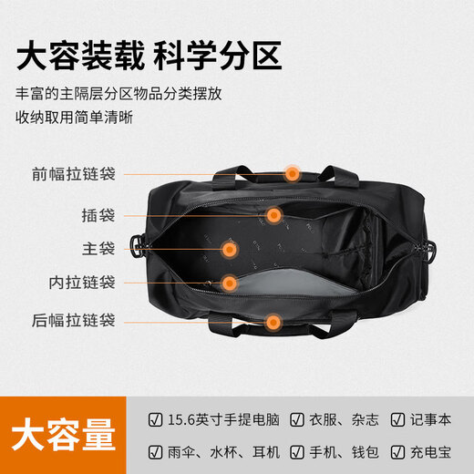 POLO golf clothing bag, men's nylon golf bag, golf clothing bag, portable golf bag black, independent shoe compartment