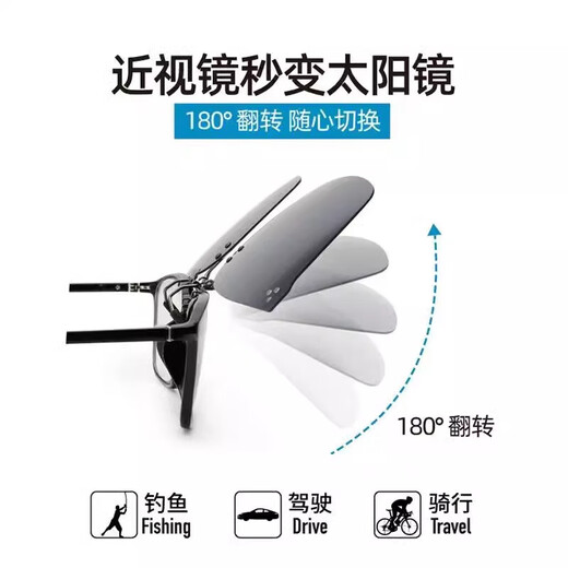 Gm polarized clip-on sunglasses, women's clip-on myopia sunglasses, men's special glasses for driving and fishing, can be turned up C style polarized night vision film - can be turned up