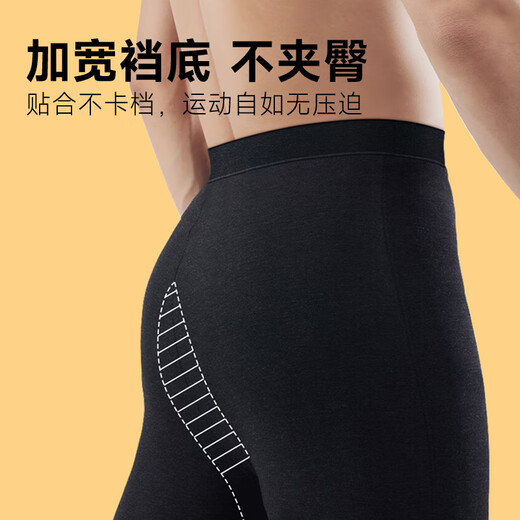 Heilan House Thermal Underwear Men's 100% Cotton Autumn and Winter Autumn Clothes and Autumn Pants Set Round Neck Antibacterial Bottom Line Pants Black 100% Cotton XL 175/100 (Recommended 130-150 Jin Jin equals 0.5 kg)