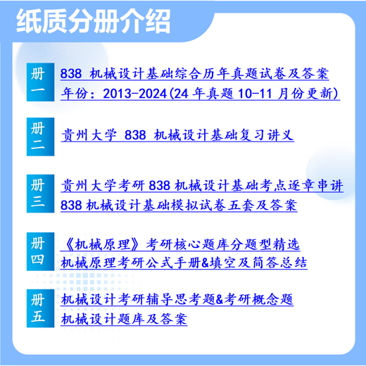 26 Guizhou University Postgraduiertenaufnahmeprüfung 838 Maschinenentwurf Grundlegende umfassende GUIDA MACHISCHE ENGINEERING Vorläufige Testfragen Materialien Vollständige Pakete Eins-zu-Eins-Nachhilfe vollständiger Materialien (Beratung Kundendienst)