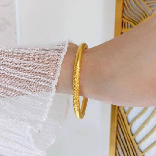 Sanskrit old Phoenix gold shop style curly grass pattern bracelet ancient method inheritance 999 gold plated pure silver gold wrapped silver bracelet plain ring