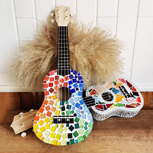 Creator's handmade DIY mosaic material bag Hawaiian small guitar ukulele ukulele four-string ukulele colorful ukulele + material bag
