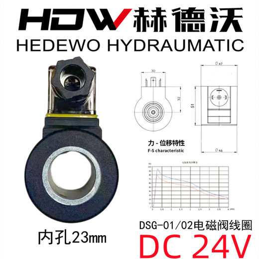 Hydraulic solenoid valve coil DSG inner diameter 13/16/20/23/26/31.5 voltage 220/24V/110v/12v 02 series inner diameter 23 DC24v