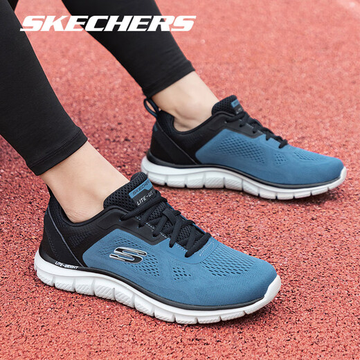 
SKECHERS men's lightweight running shoes breathable and comfortable 2024 summer light running shoes men's sports shoes blue/black -698 40 /7.5/255mm